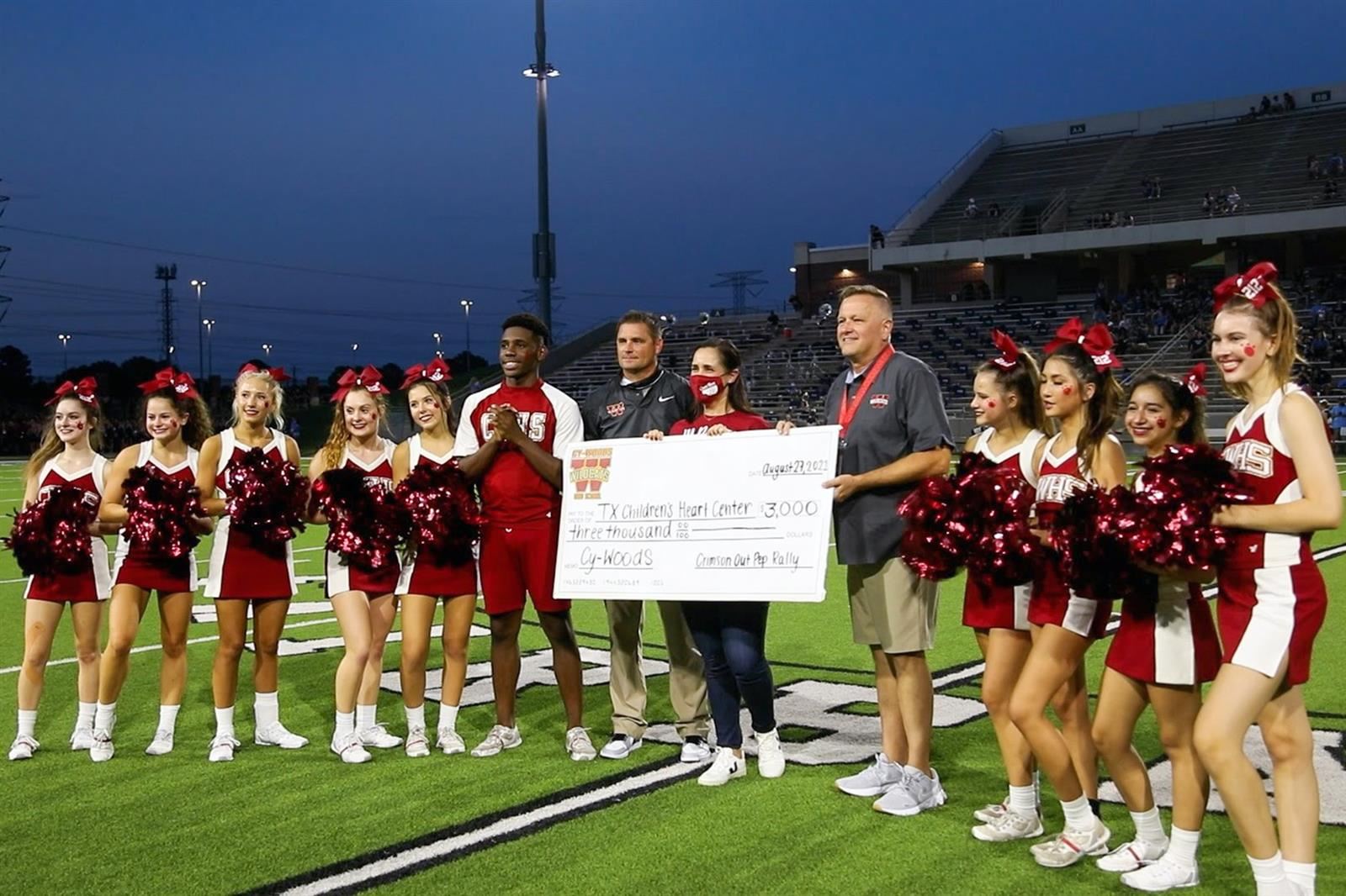 Cy Woods HS students and staff raised $3,000 to the Texas Children’s Heart Center.